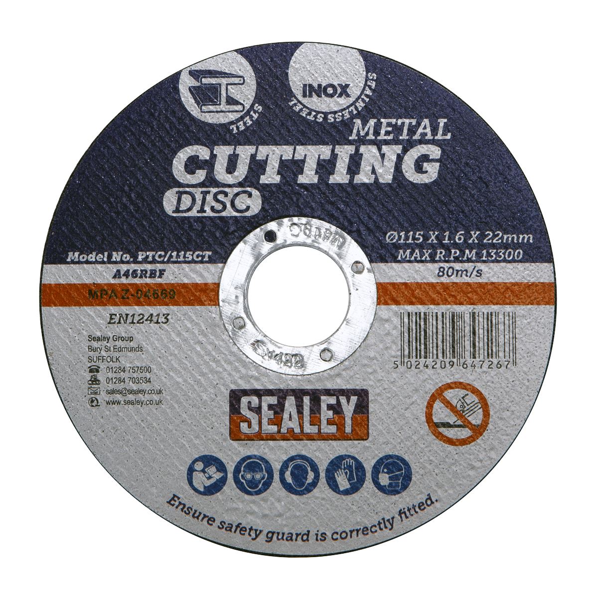 Sealey Cutting Disc �115 x 1.6mm �22mm Bore PTC/115CT