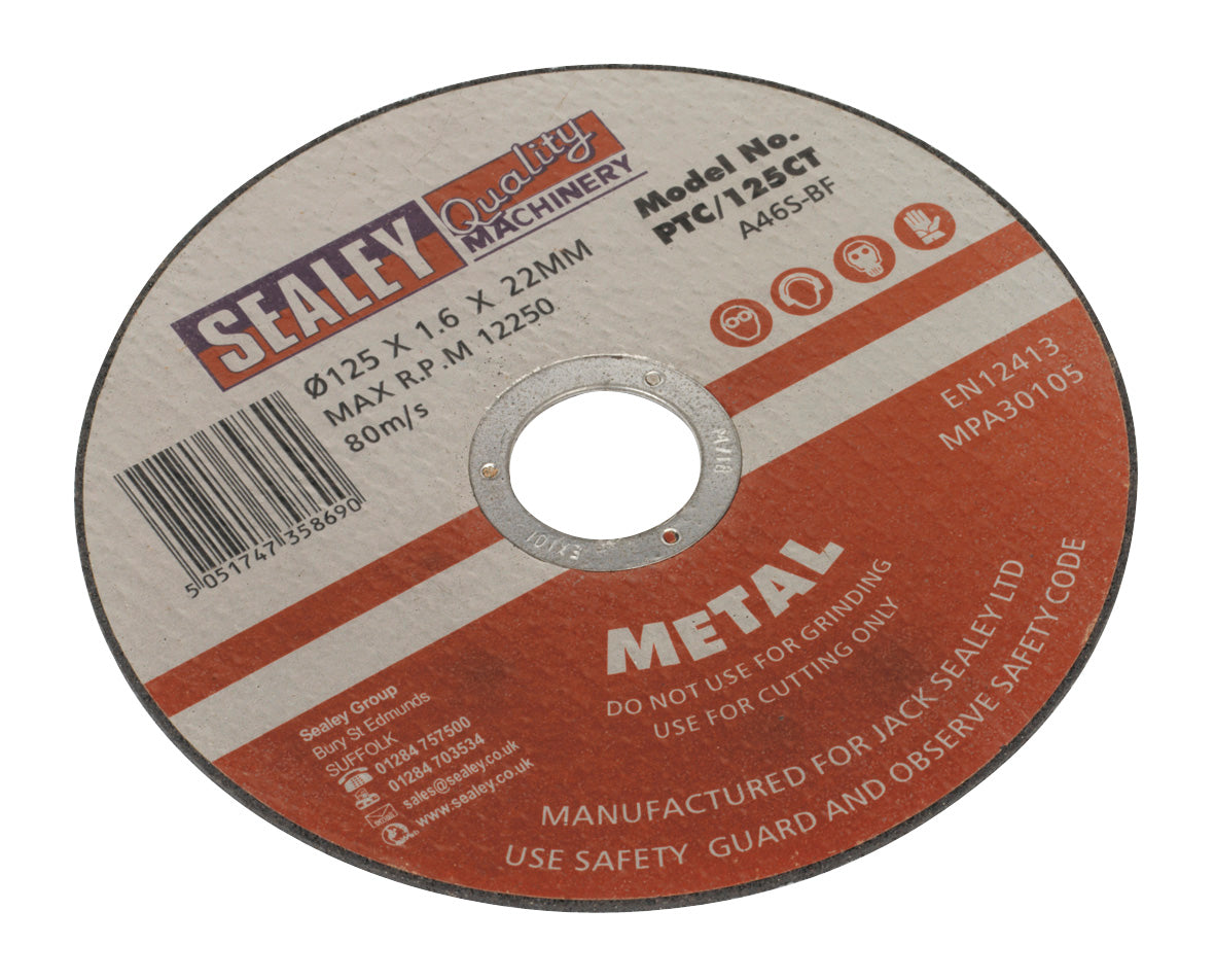 Sealey Cutting Disc �125 x 1.6mm 22mm Bore PTC/125CT