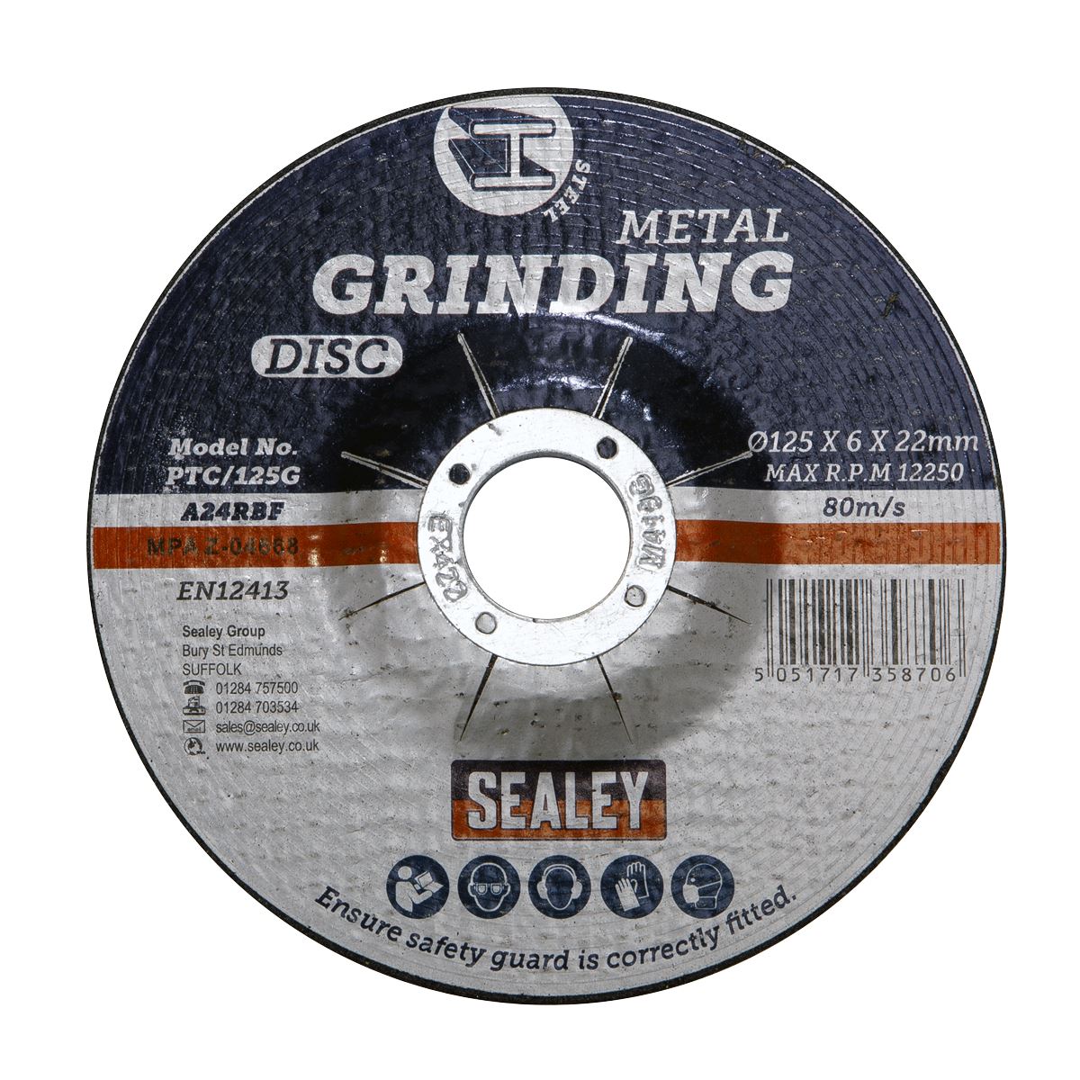Sealey Grinding Disc �125 x 6mm �22mm Bore PTC/125G