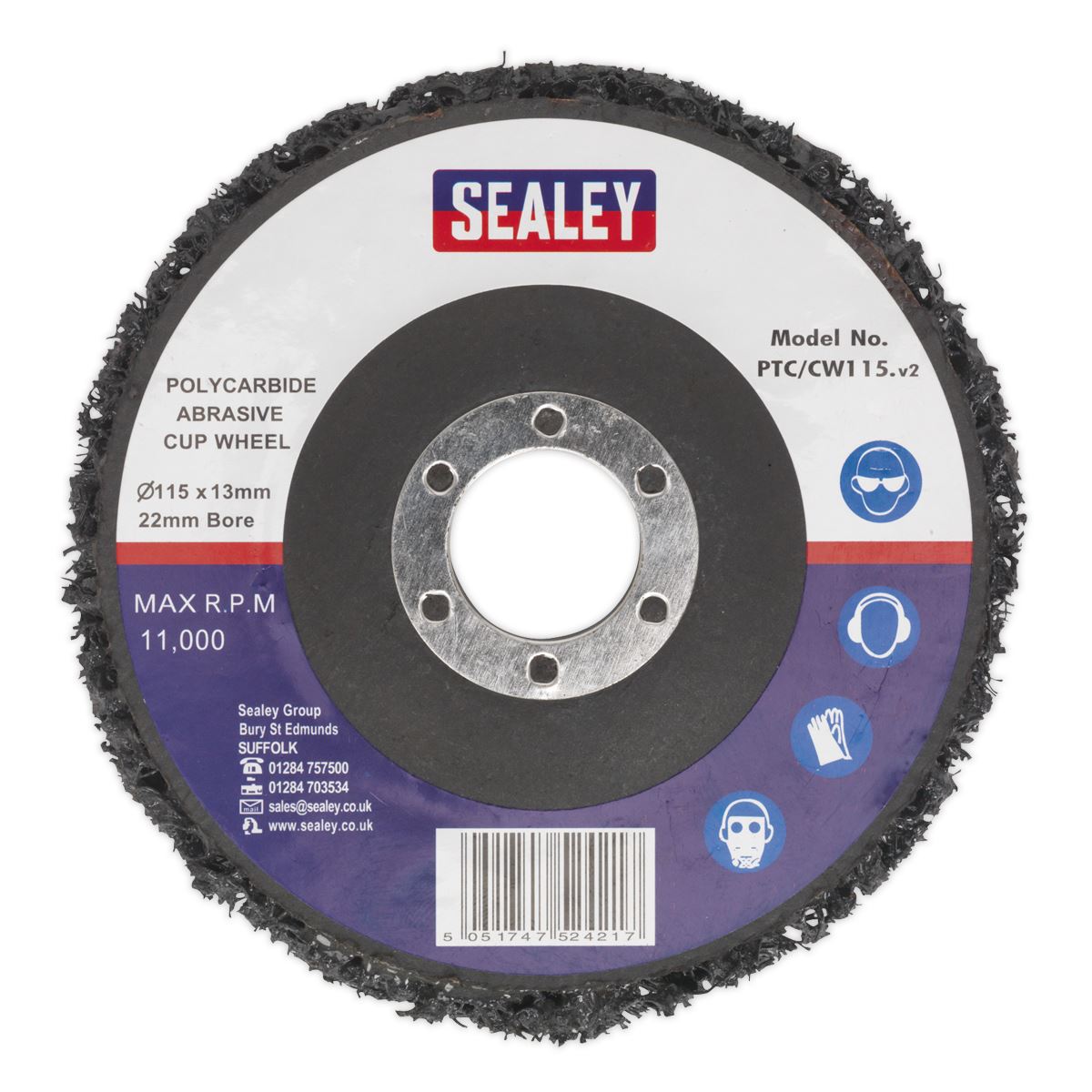 Sealey Polycarbide Cup Wheel �115 x 13 x �22mm PTC/CW115