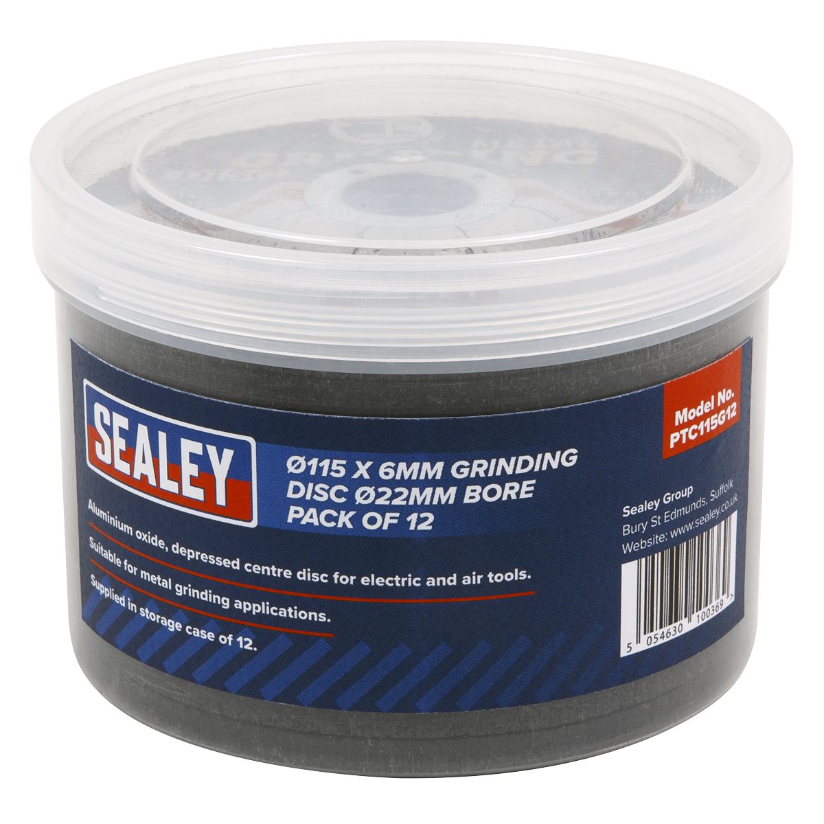 Sealey Grinding Disc �115 x 6mm �22mm Bore - Pack of 12 PTC115G12