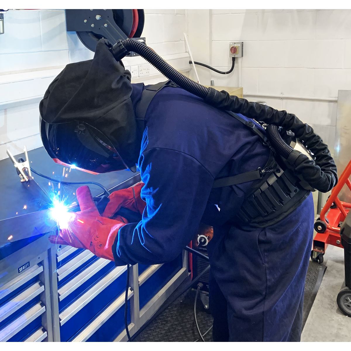 Sealey Welding Helmet with TH3 Powered Air Purifying Respirator (PAPR) Auto Darkening PWH615