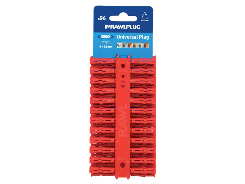 Rawlplug Red UNO® Plugs 6 x 28mm (Card 96) RAW68520
