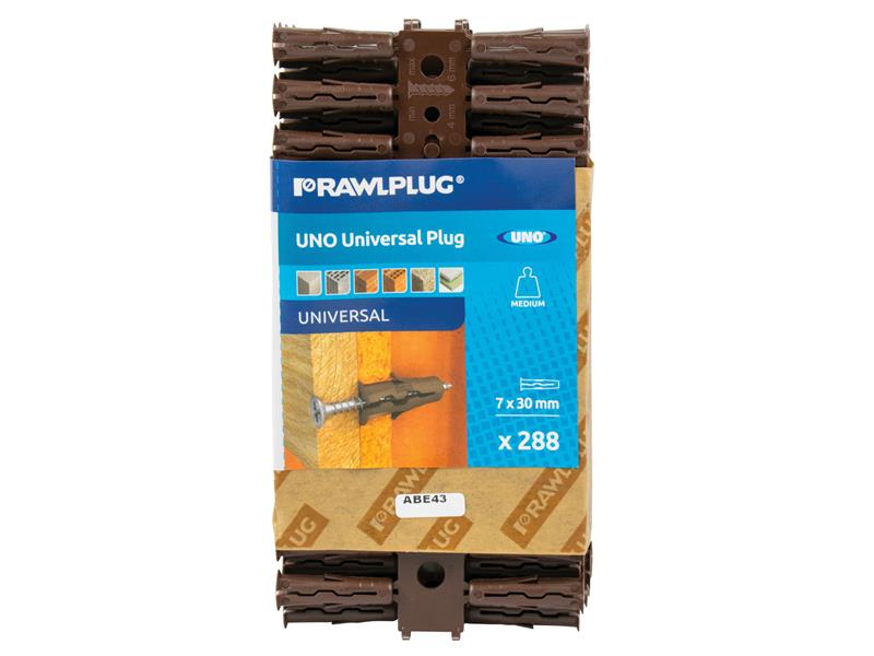 Rawlplug Brown UNO® Plugs 7 x 30mm (Pack 288) RAW68565