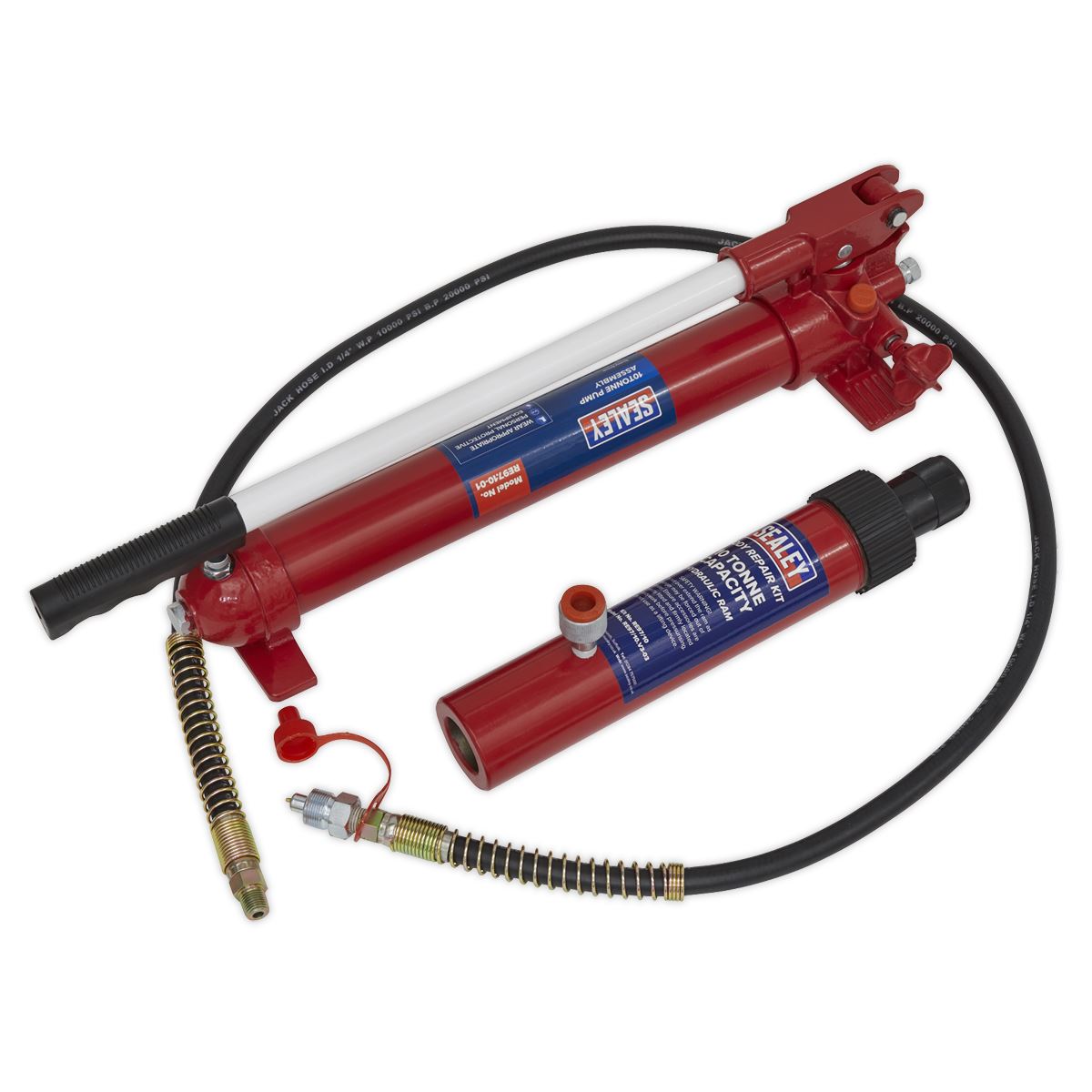 Sealey Snap Push Ram with Pump & Hose Assembly - 10 Tonne RE97.10-COMBO