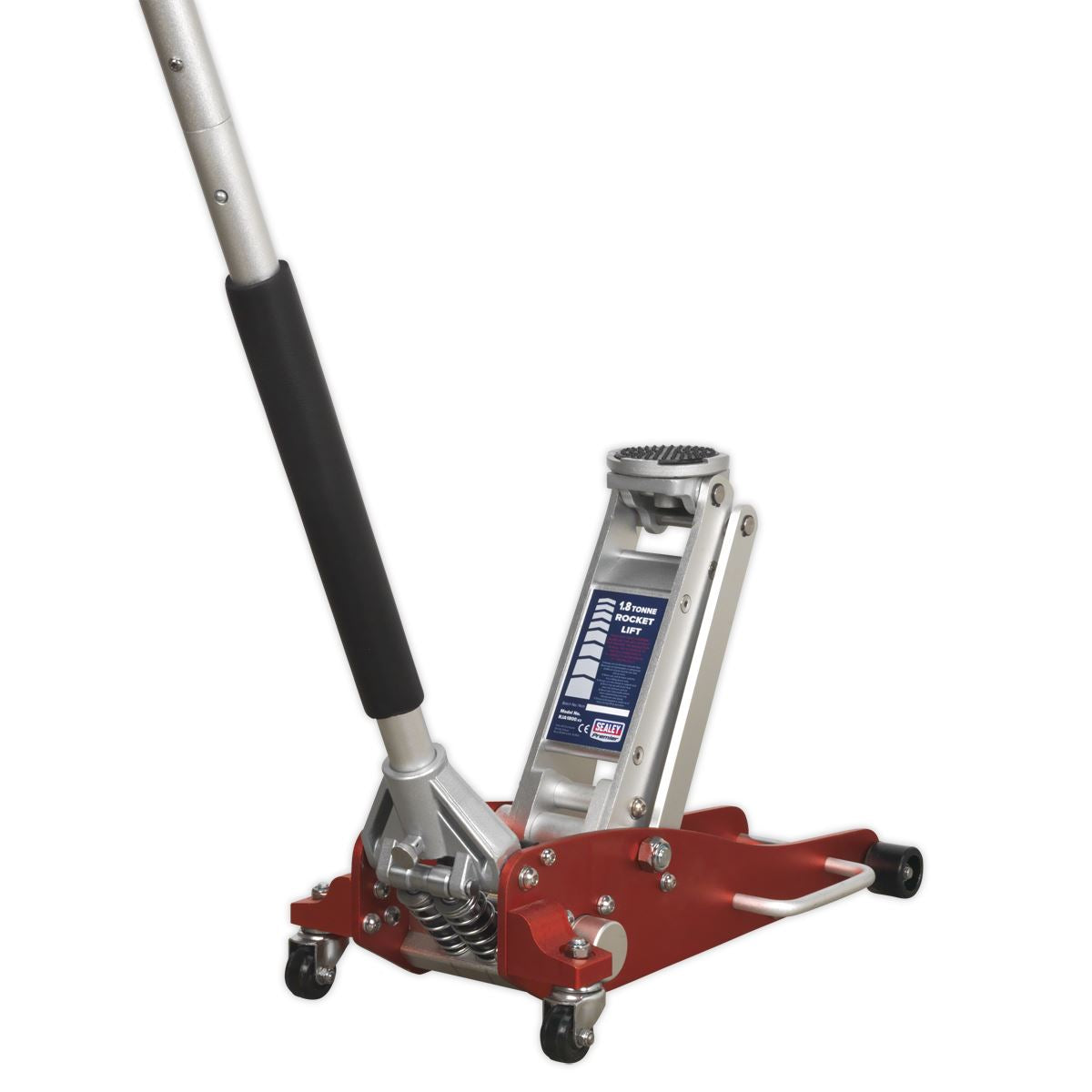 Sealey Trolley Jack 1.8 Tonne Low Profile Aluminium Rocket Lift RJA1800
