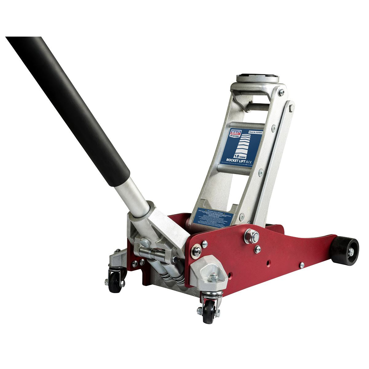 Sealey Trolley Jack 1.8 Tonne Low Profile Aluminium Rocket Lift RJA1800
