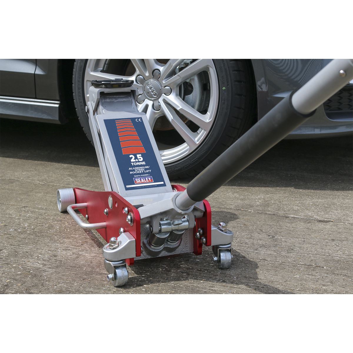 Sealey Trolley Jack 2.5 Tonne Aluminium/Steel Rocket Lift RJAS2500