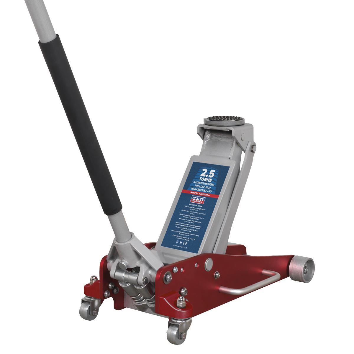 Sealey Trolley Jack 2.5 Tonne Aluminium/Steel Rocket Lift RJAS2500