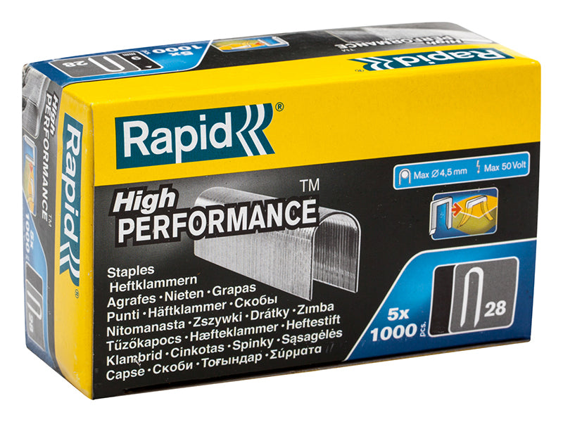 Rapid 28/10 10mm DP x 5m Galvanised Staples (Box 1000 x 5) RPD2810G