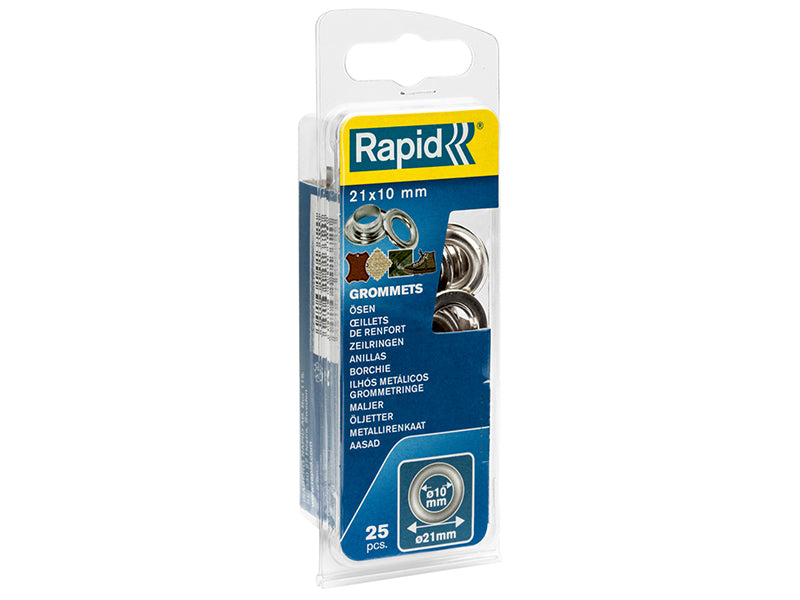 Rapid Grommets 10 x 21mm (25) + Metal 2 Piece Anvil RPD5000412