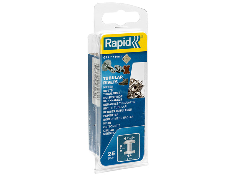 Rapid Tubular Rivets 7 x 3 x 9mm Cap 3 x 7mm (Pack 25) RPD5000414