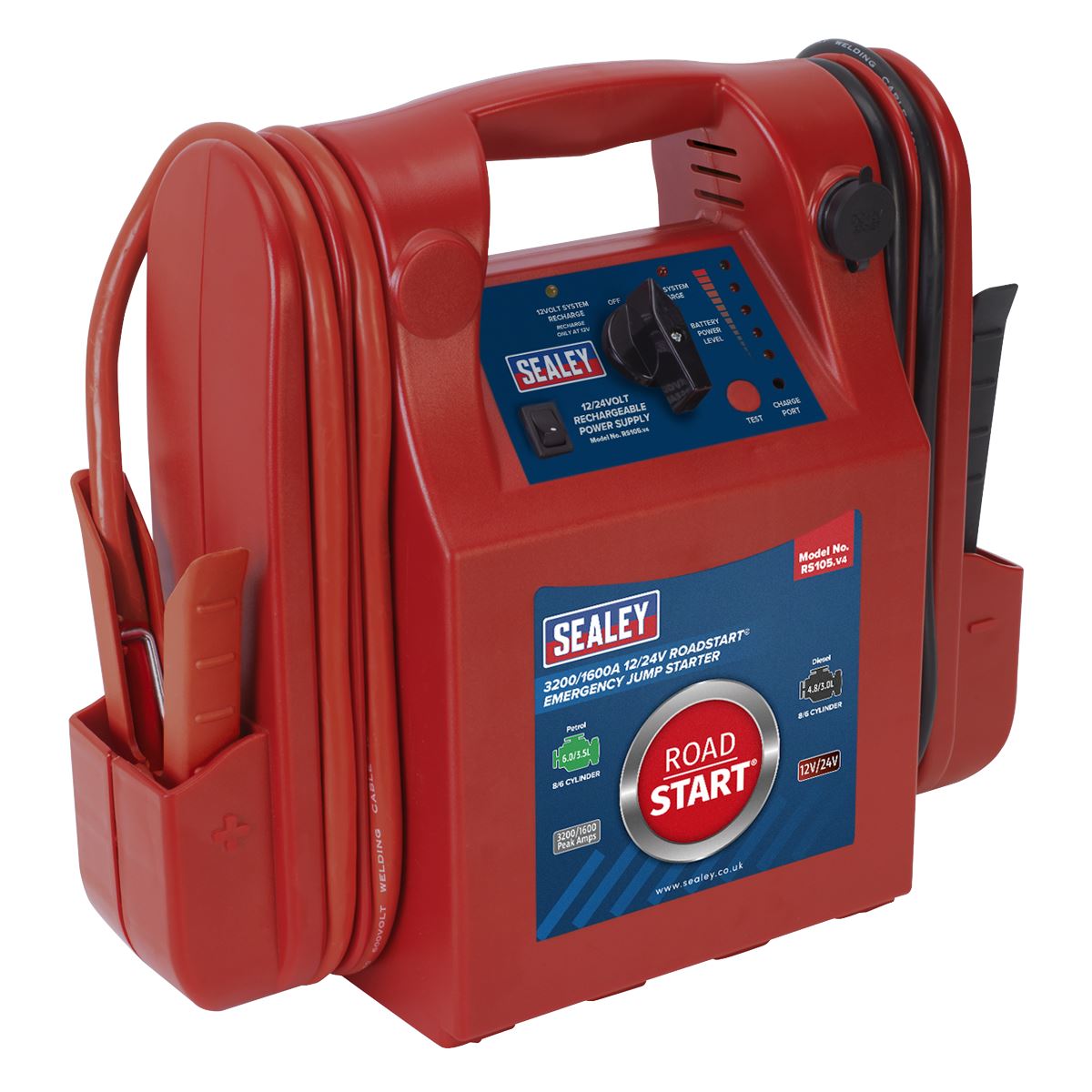 Sealey RoadStart® Emergency Jump Starter 12/24V 3200/1600 Peak Amps RS105