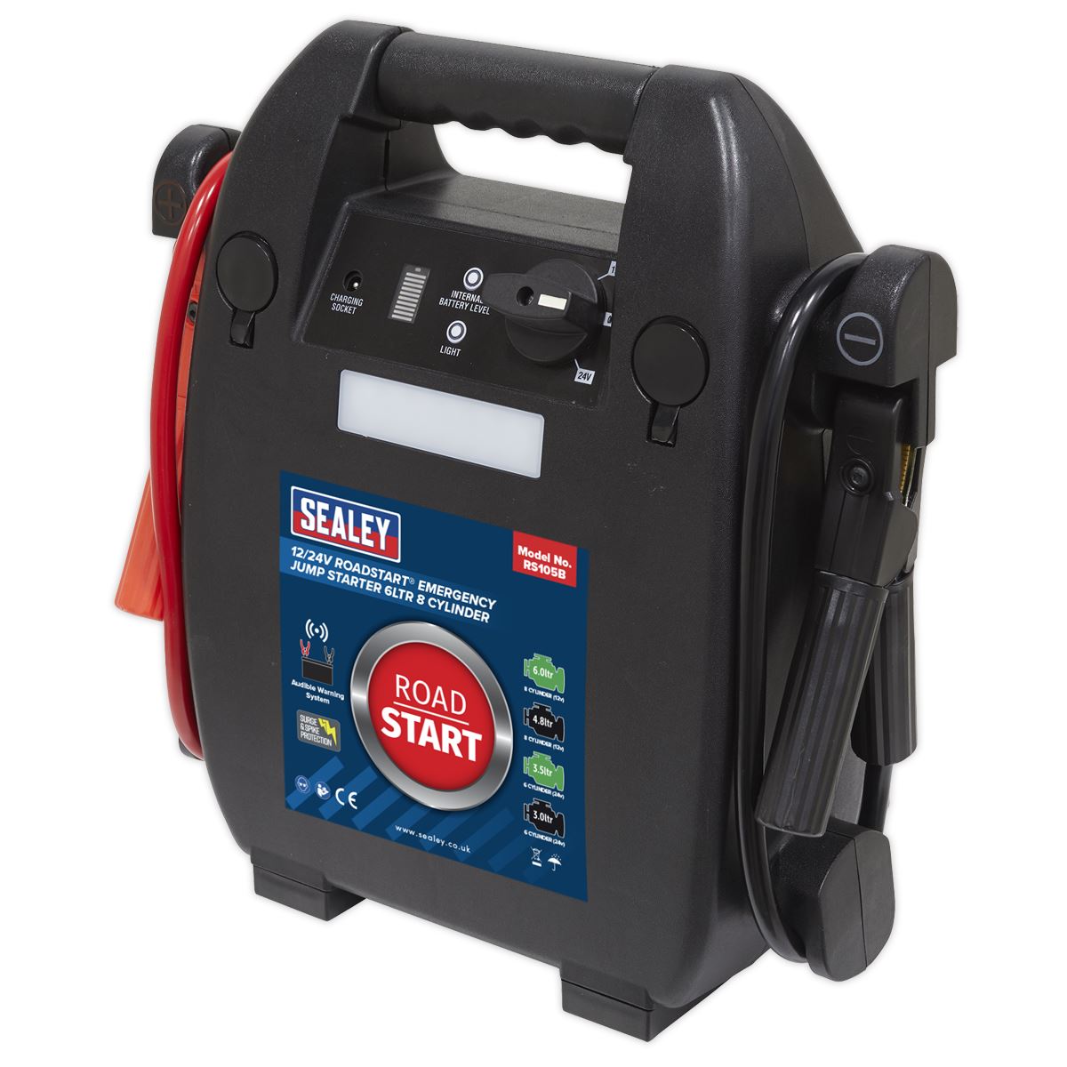 Sealey RoadStart® Emergency Jump Starter 12/24V 6L 8-Cylinder RS105B