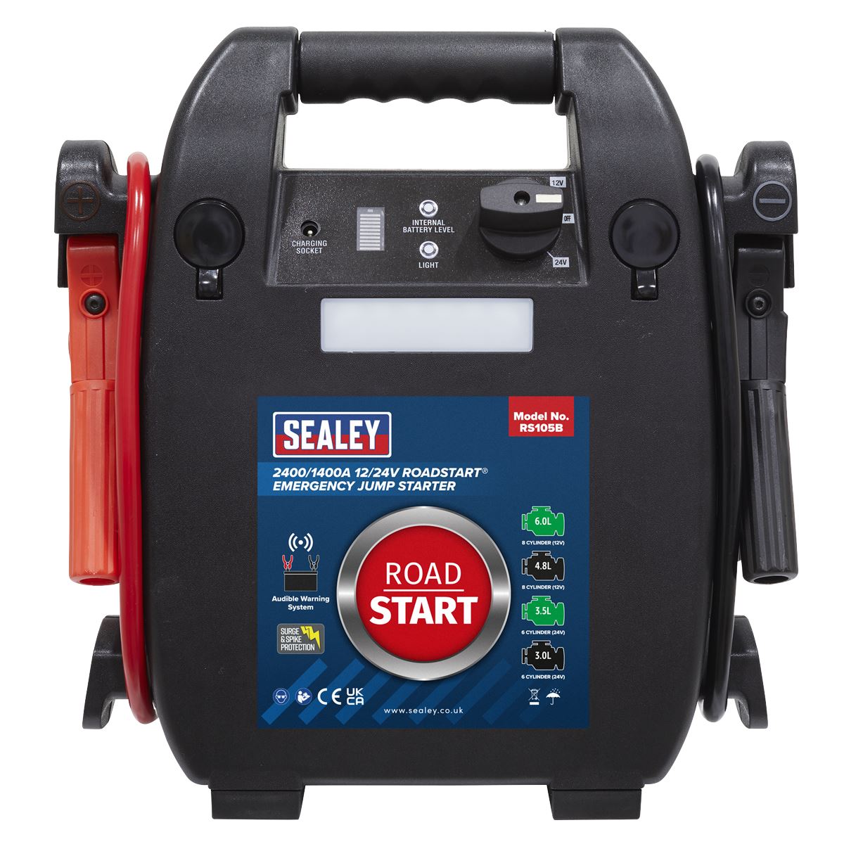 Sealey RoadStart® Emergency Jump Starter 12/24V 6L 8-Cylinder RS105B