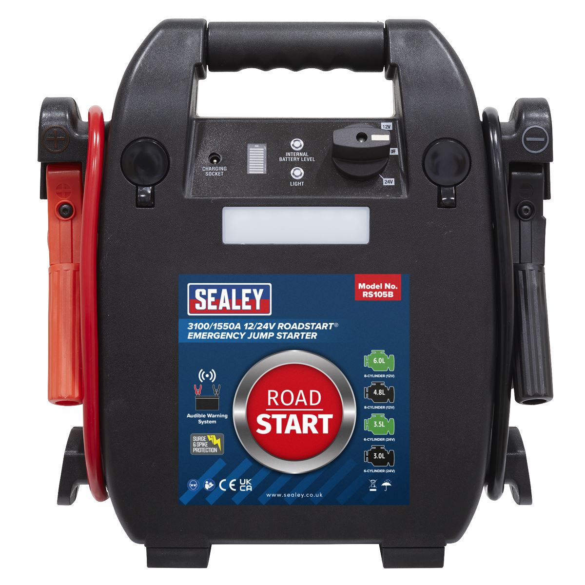 Sealey RoadStart® Emergency Jump Starter 12/24V 6L 8-Cylinder RS105B