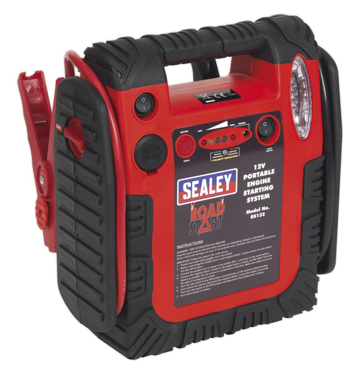 Sealey RoadStart® Emergency Jump Starter with Air Compressor 12V 900 Peak Amps RS132