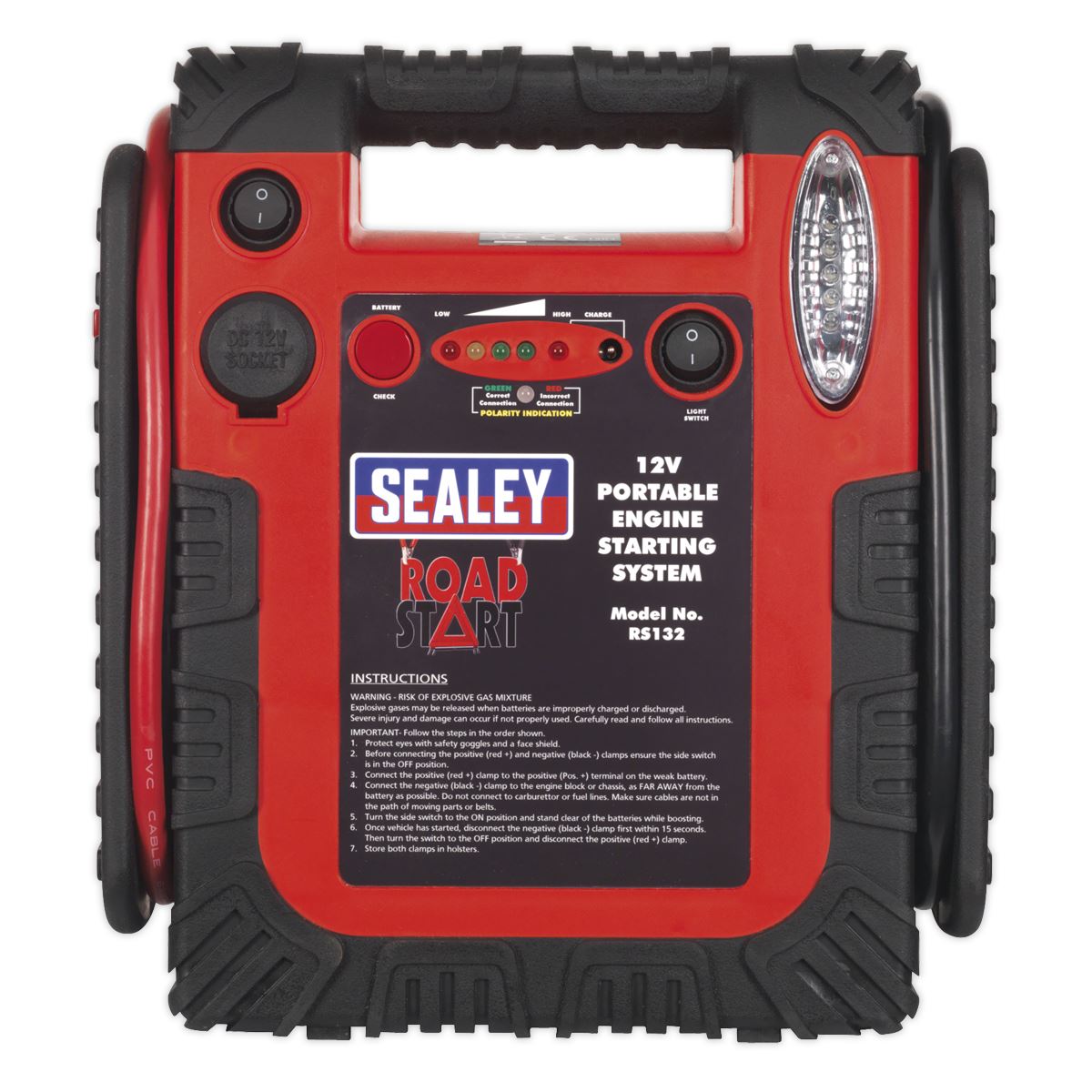 Sealey RoadStart® Emergency Jump Starter with Air Compressor 12V 900 Peak Amps RS132