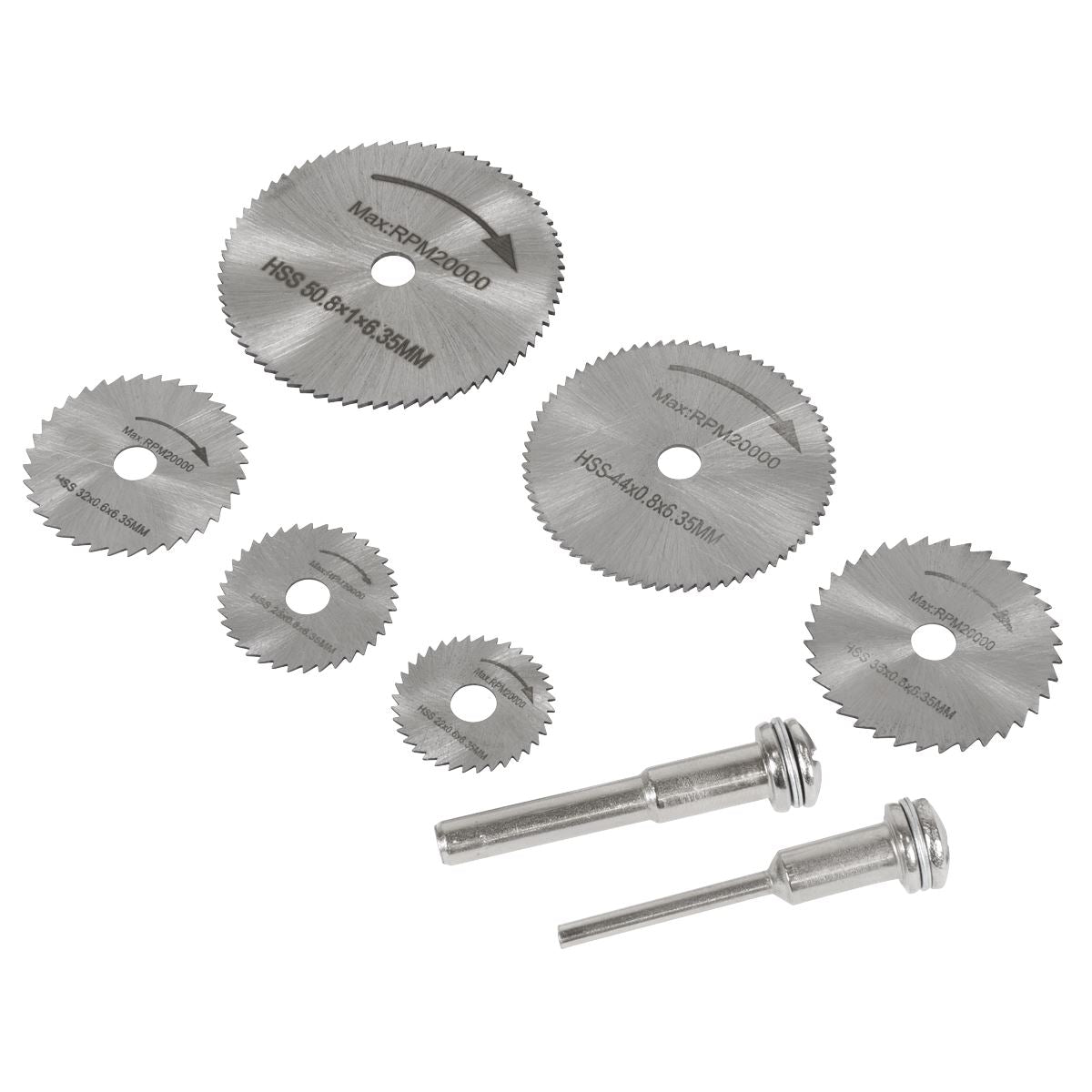 Sealey Rotary Drill Saw Blade Set 8pc PVC Wood Fibreglas Aluminium Metal RSBS08