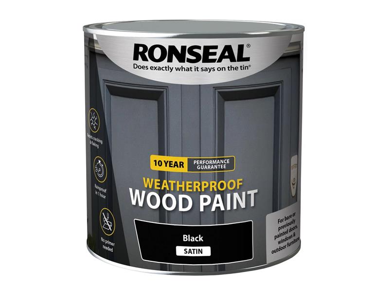 Ronseal 10 Year Weatherproof Wood Paint Black Satin 2.5 litre RSL38794