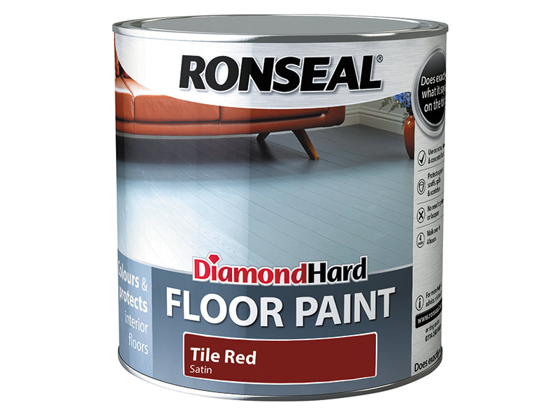 Ronseal Diamond Hard Floor Paint Satin Tile Red 2.5 litre RSLDHFPTR25L