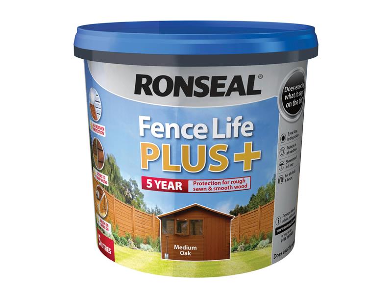 Ronseal Fence Life Plus+ Medium Oak 5 litre RSLFLPPMO5L