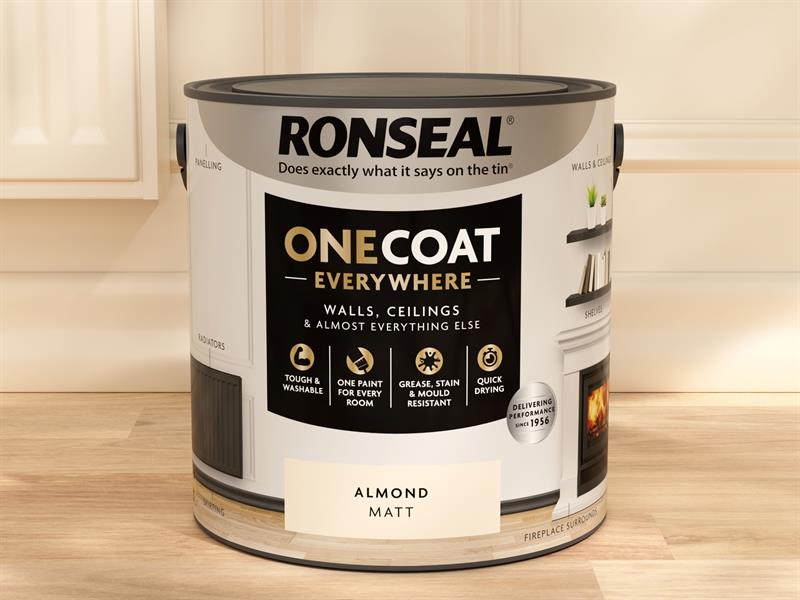 Ronseal One Coat Everywhere Interior Paint Almond Matt 2.5 litre RSLOCEAM25L