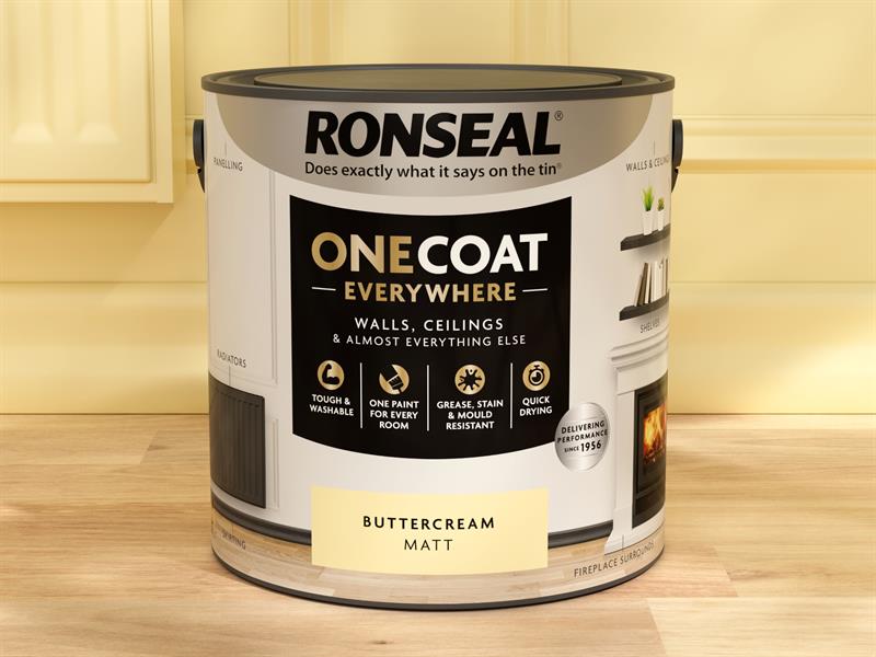 Ronseal One Coat Everywhere Interior Paint Buttercream Matt 2.5 ltr RSLOCEBM25L