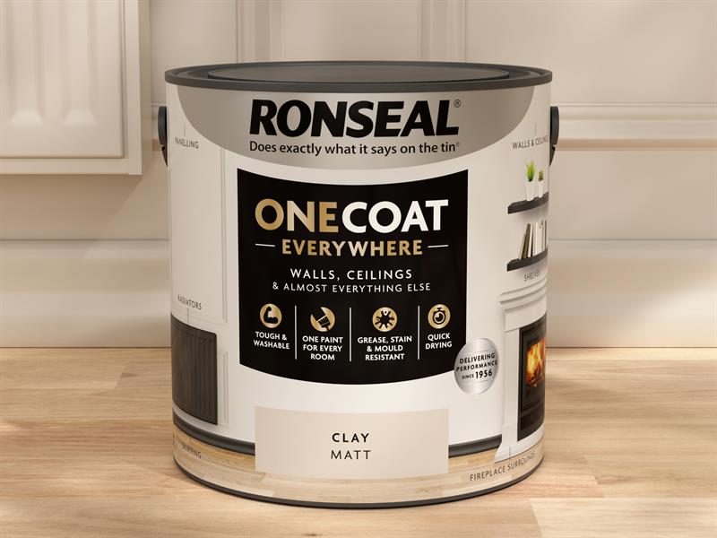 Ronseal One Coat Everywhere Interior Paint Clay Matt 2.5 litre RSLOCECM25L