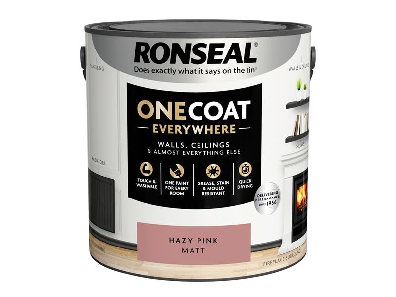 Ronseal One Coat Everywhere Interior Paint Hazy Pink Matt 2.5 ltr RSLOCEHPM25L