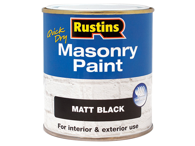 Rustins Quick Dry Masonry Paint Matt Black 500ml RUSMASPB500