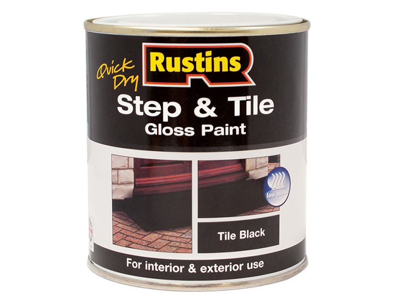 Rustins Quick Dry Step & Tile Paint Gloss Black 1 litre RUSSTPBK1LQ
