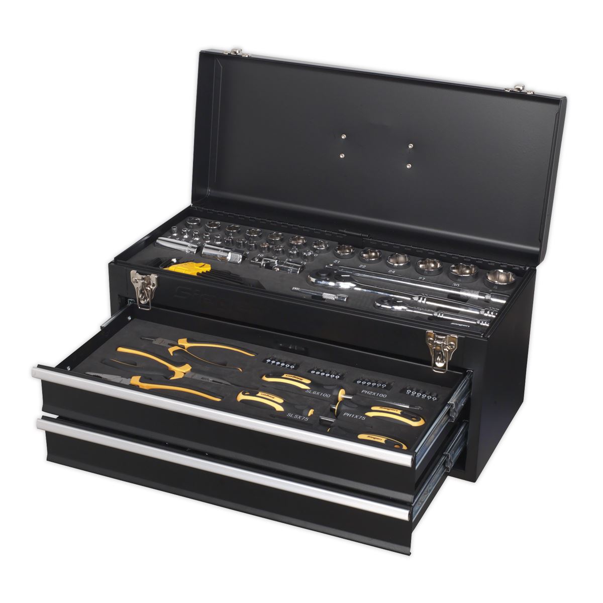 Sealey Portable Tool Chest 2 Drawer with 90pc Tool Kit S01055
