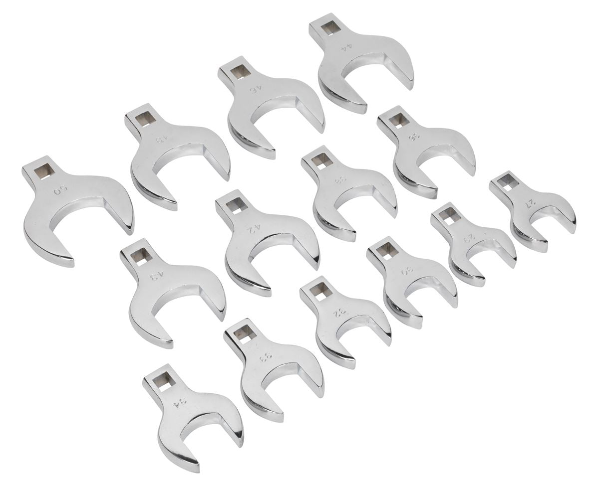 Sealey Crow's Foot Open End Spanner Set 14pc 1/2"Sq Drive Metric S01109