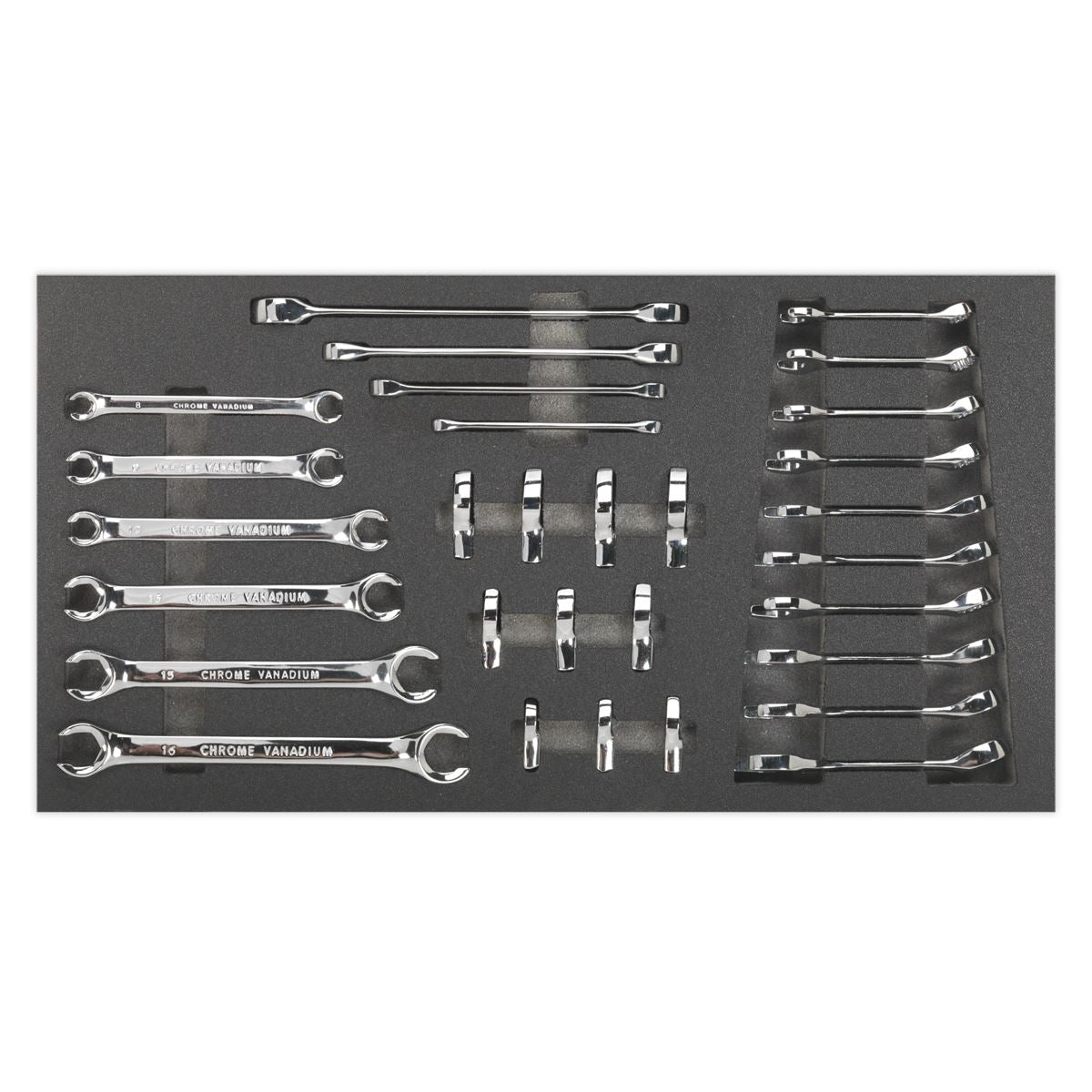 Sealey Tool Tray with Specialised Spanner Set 30pc - Metric S01125