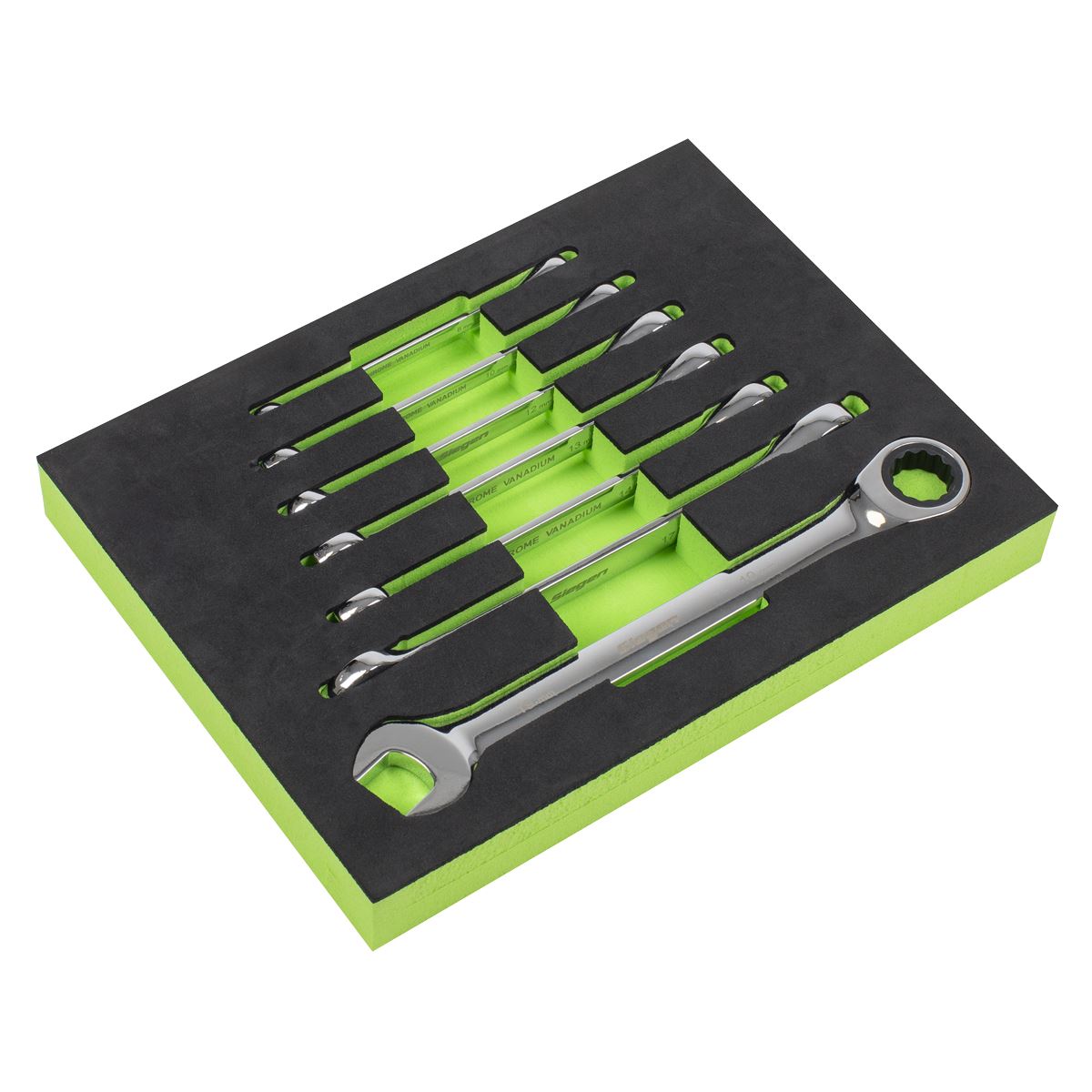Sealey Ratchet Combination Spanner Set 7pc Metric S01142