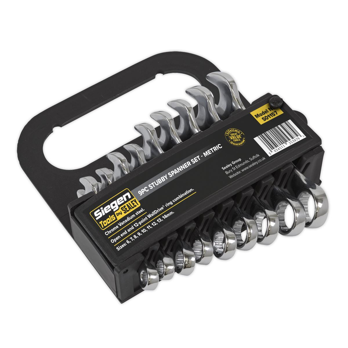 Sealey Stubby Combination Spanner Set 9pc - Metric S01157