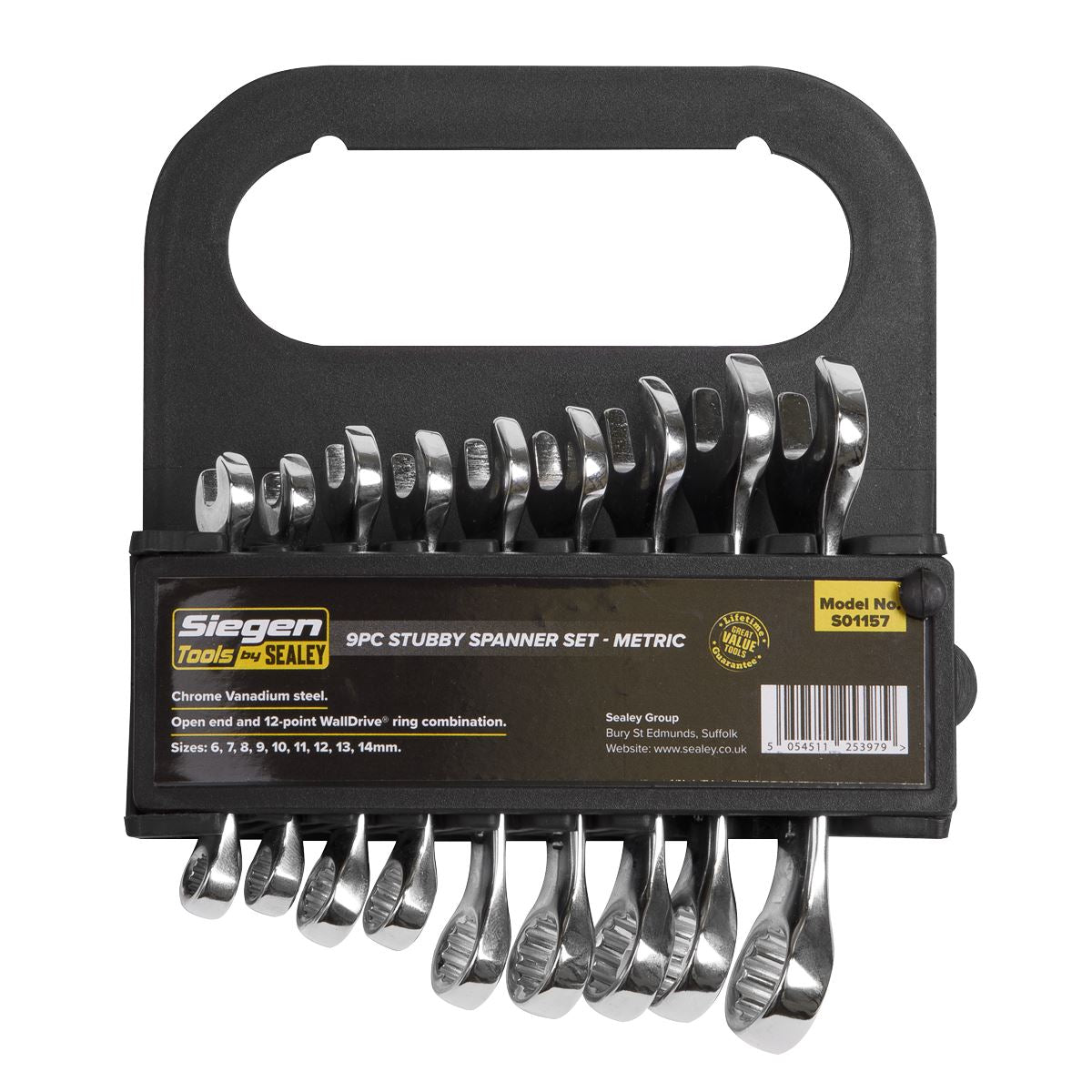 Sealey Stubby Combination Spanner Set 9pc - Metric S01157