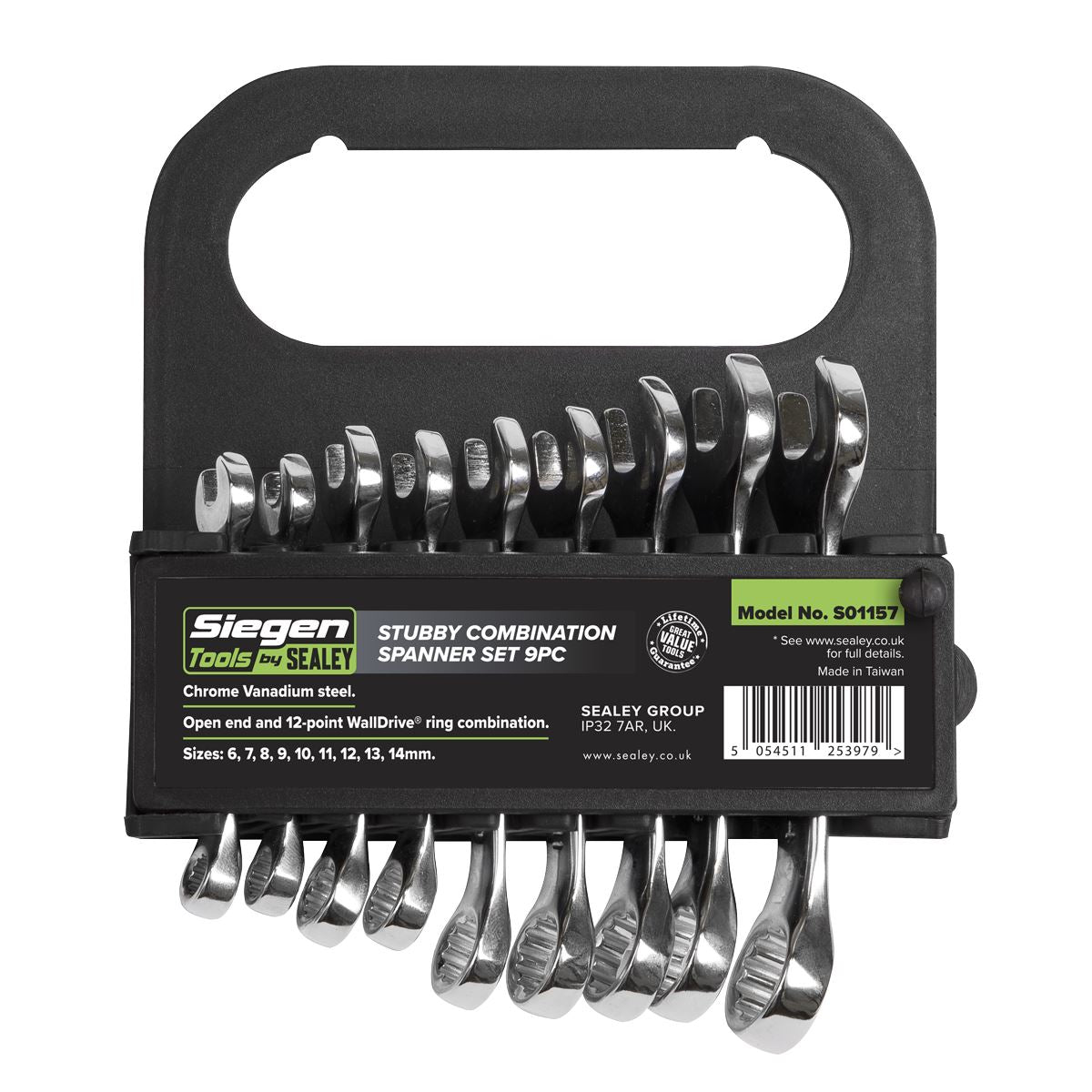 Sealey Stubby Combination Spanner Set 9pc - Metric S01157