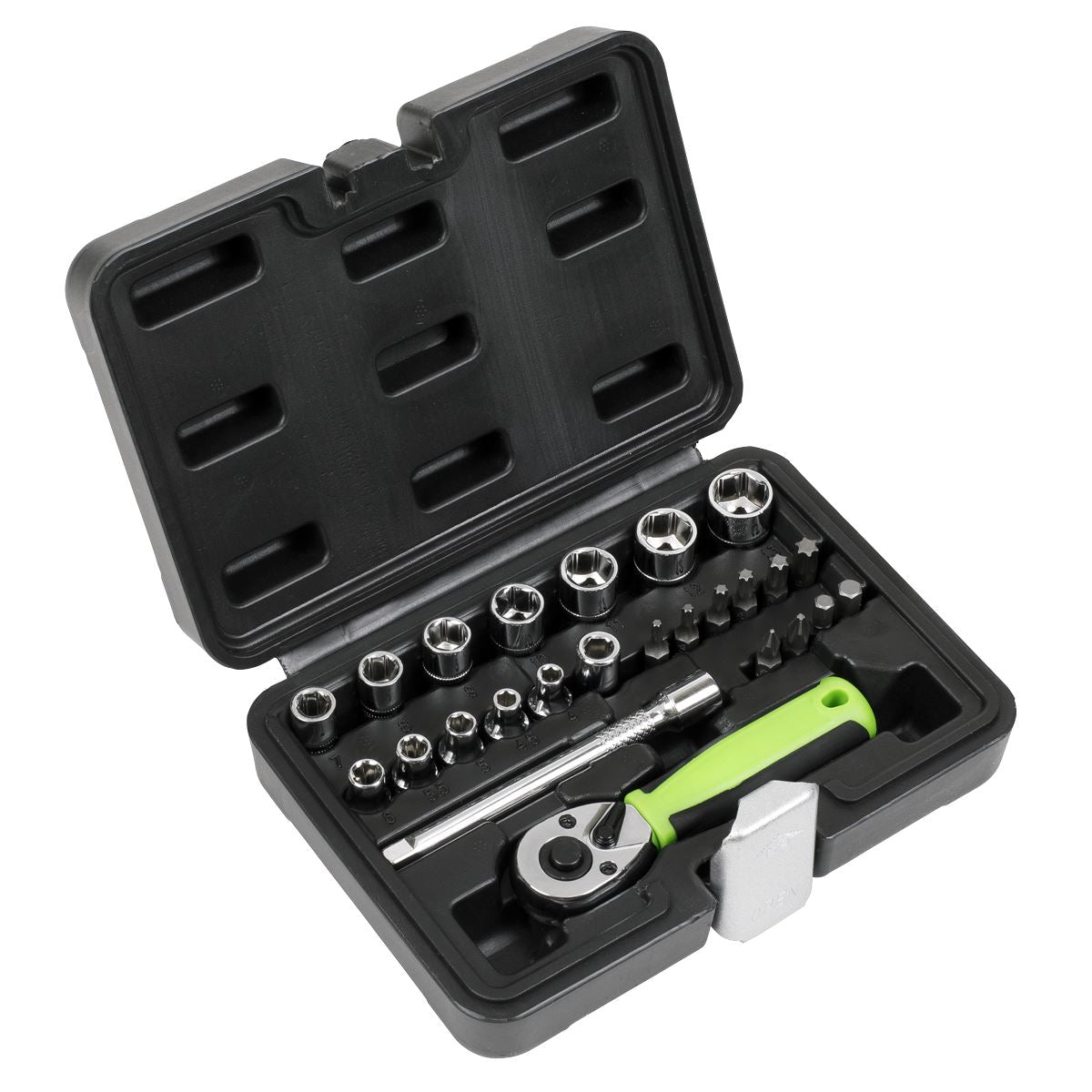 Sealey 1/4"D Metric Socket And Bit Set 25pc Chrome Standard Length S01233