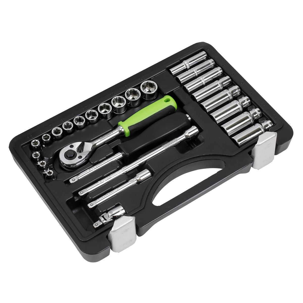 Sealey Metric Socket Set 26pc 1/4"D Chrome Deep And Standard Length S01234