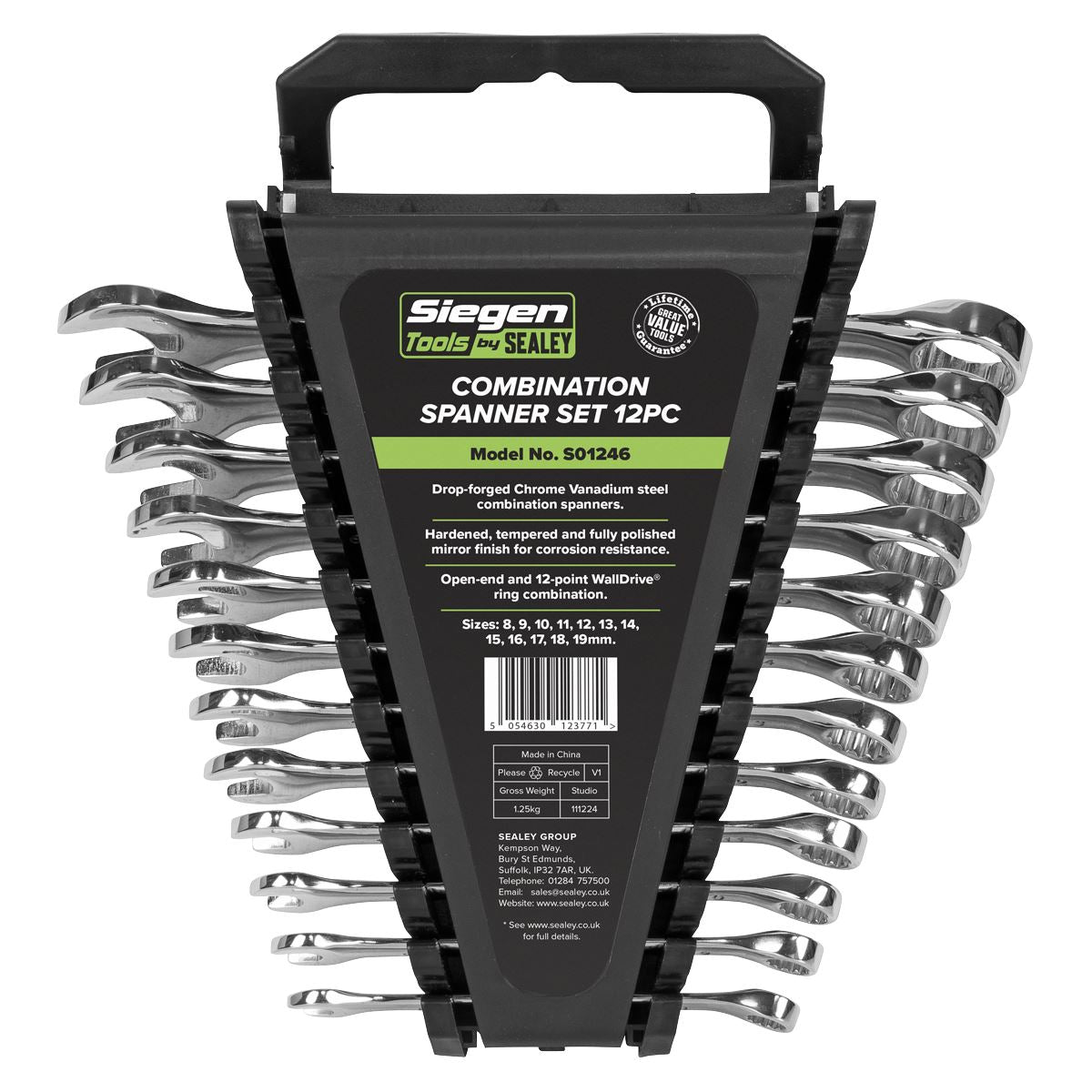 Sealey Combination Spanner Set 12pc Metric S01246
