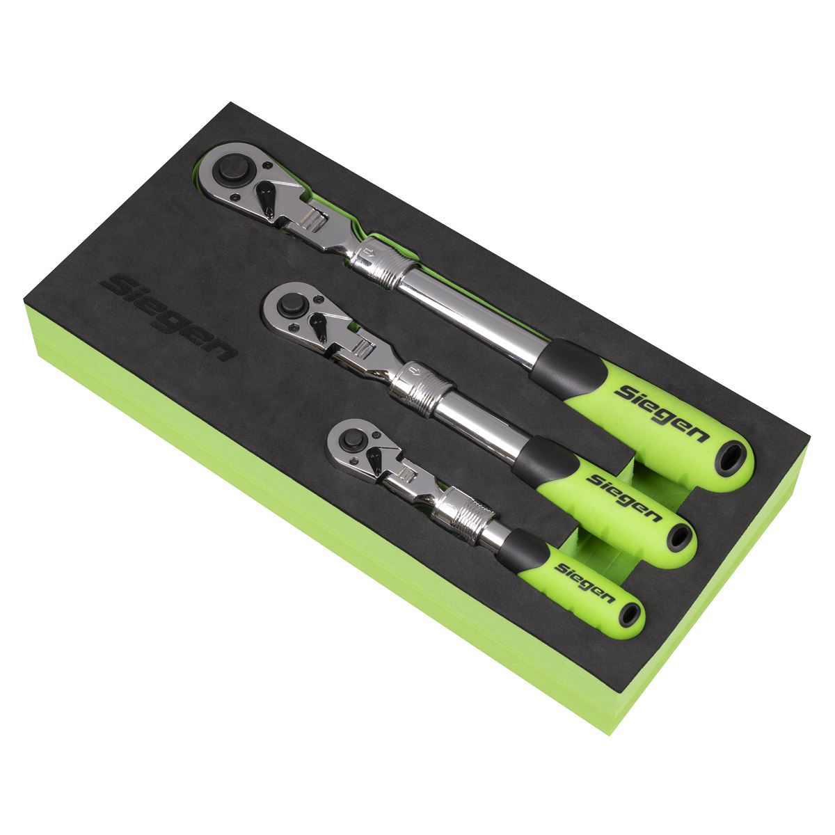 Sealey Siegen Extendable Flexi-Head Ratchet Wrench Set 3pc S01297