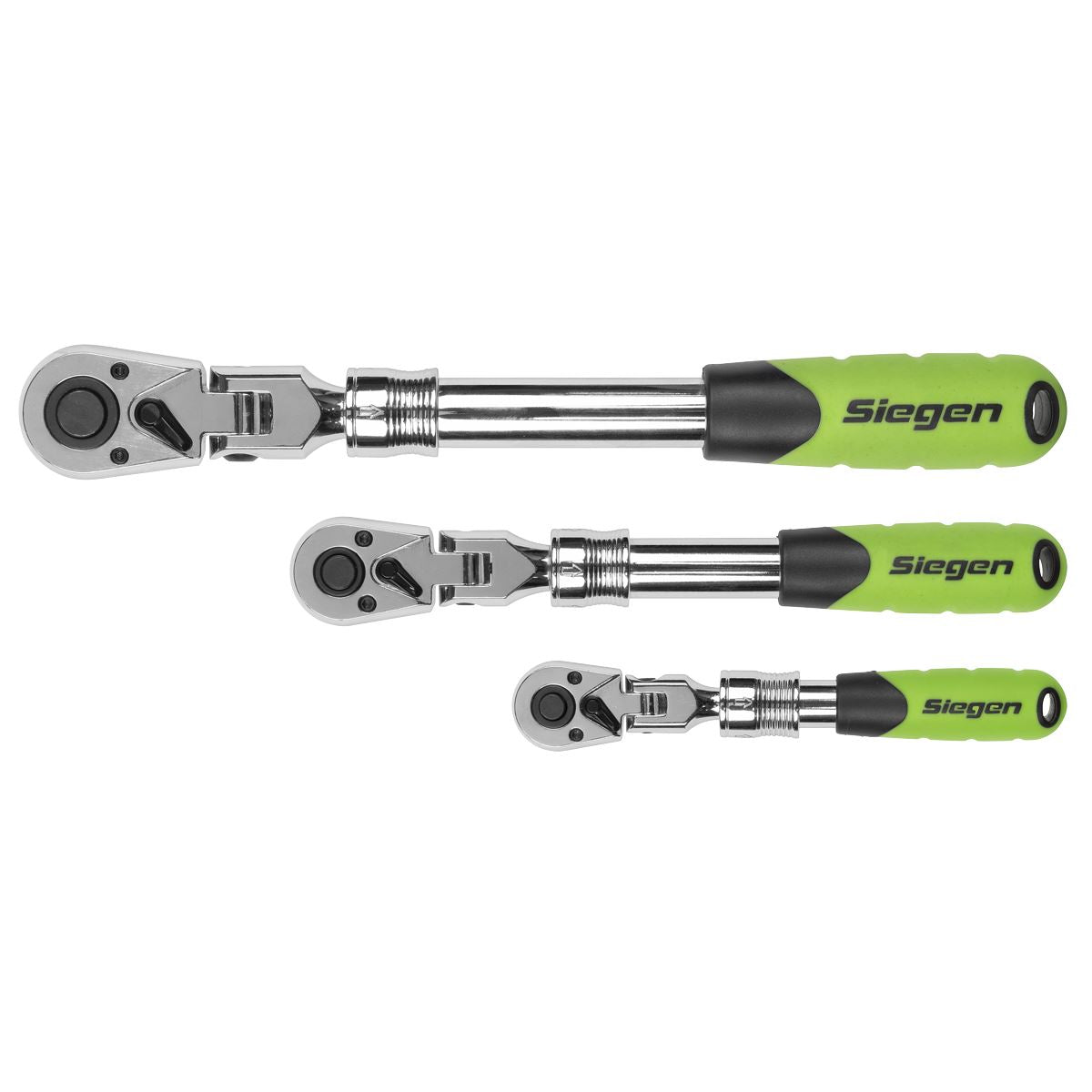 Sealey Siegen Extendable Flexi Head Ratchet Wrench Set 3pc 1/4 3/8 1/2" S01297