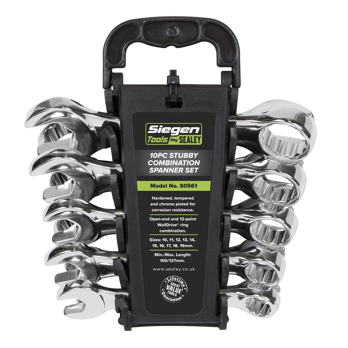 Sealey Combination Spanner Set 10pc Stubby Metric S0561