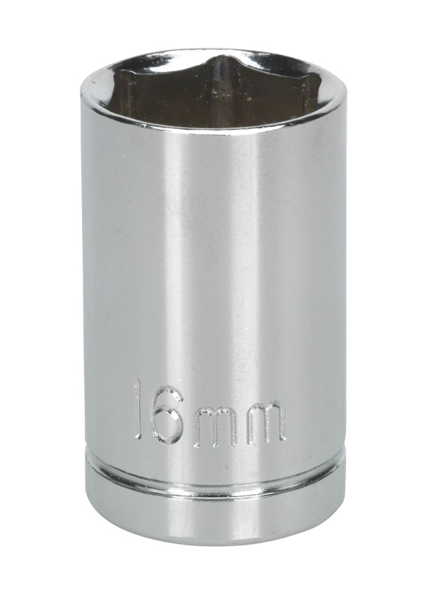 Sealey 16mm WallDrive Standard Length Chrome Socket 1/2"Sq Drive S0654