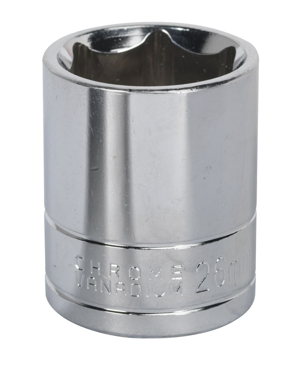 Sealey 26mm WallDrive Standard Length Chrome Socket 1/2"Sq Drive S0662