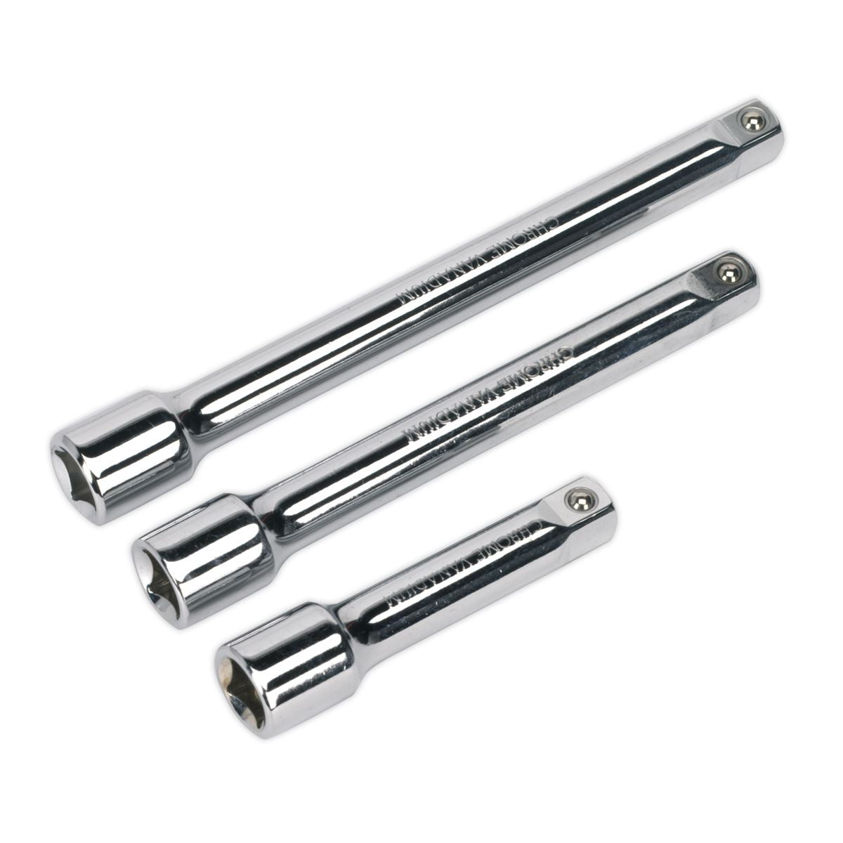 Sealey 3/8"Sq Drive Extension Bar Set 3pc Lengths 75, 125, 150mm S0719