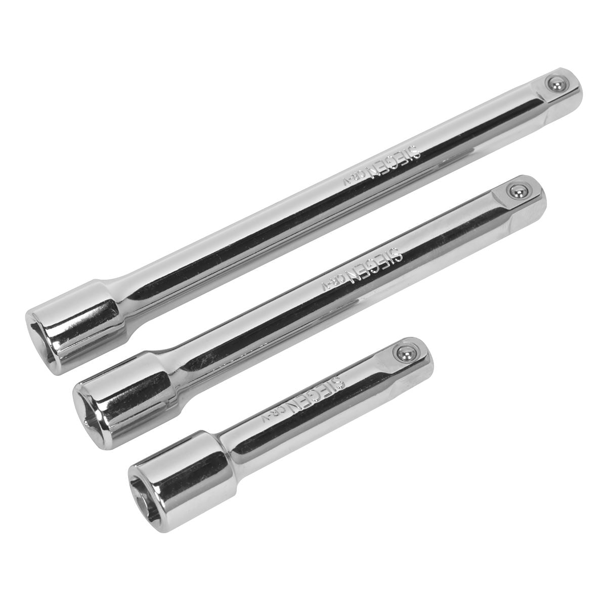 Sealey 3/8"Sq Drive Extension Bar Set 3pc Lengths 75, 125, 150mm S0719