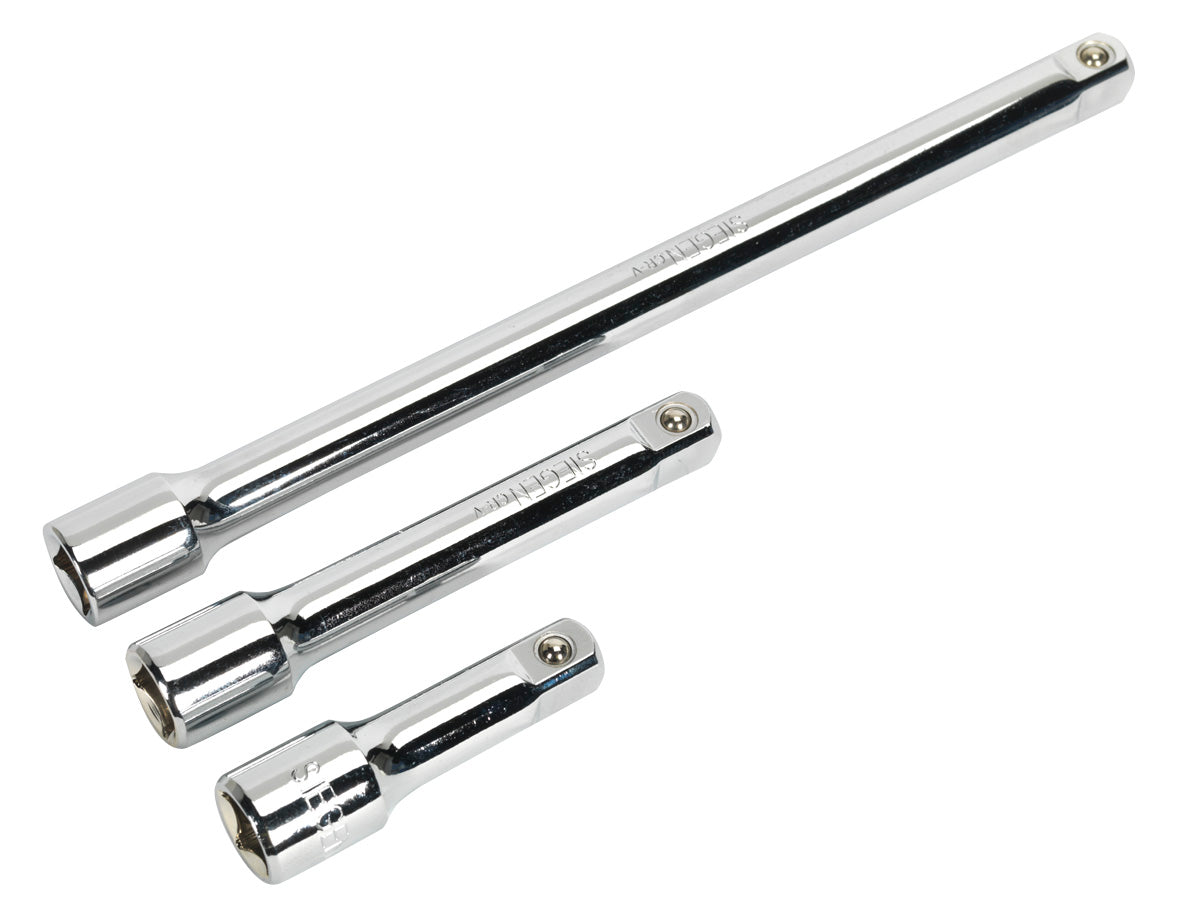 Sealey Extension Bar Set 3pc 1/2"Sq Drive Lengths 75, 150, 250mm S0720